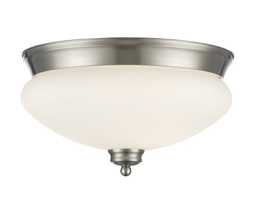 Amon 2 Light Flush Mount in Brushed Nickel with Matte Opal Glass
