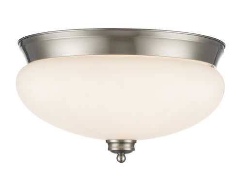 Amon 3 Light Flush Mount in Brushed Nickel with Matte Opal Glass