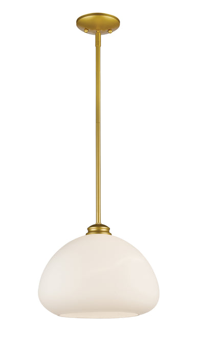 Amon 1 Light Pendant in Satin Gold with Matte Opal Glass