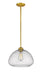 Amon 1 Light Pendant in Satin Gold with Clear Seedy Glass