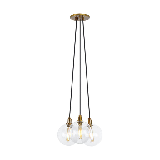 Gambit 3-Light Chandelier in Aged Brass