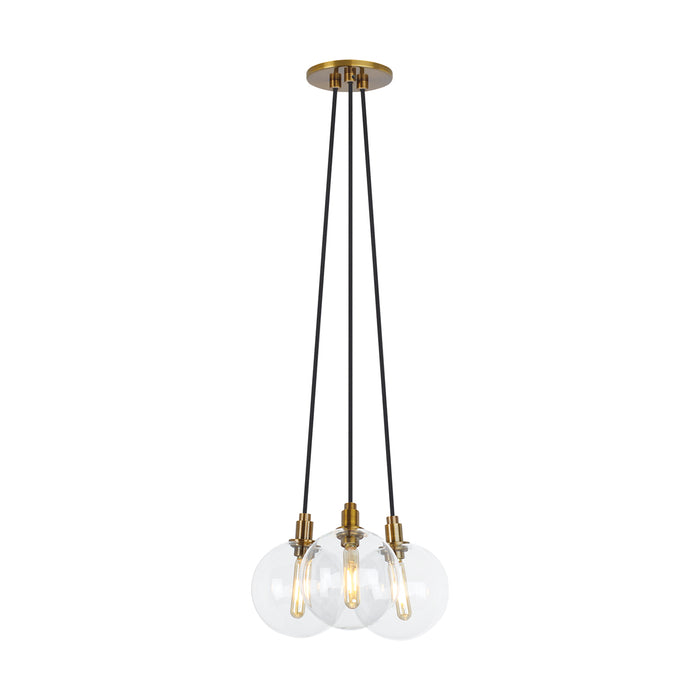 Gambit 3-Light Chandelier in Aged Brass