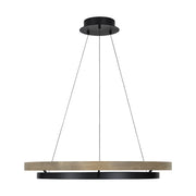 Grace 36" Chandelier in MATTE BLACK/WEATHERED OAK WOOD
