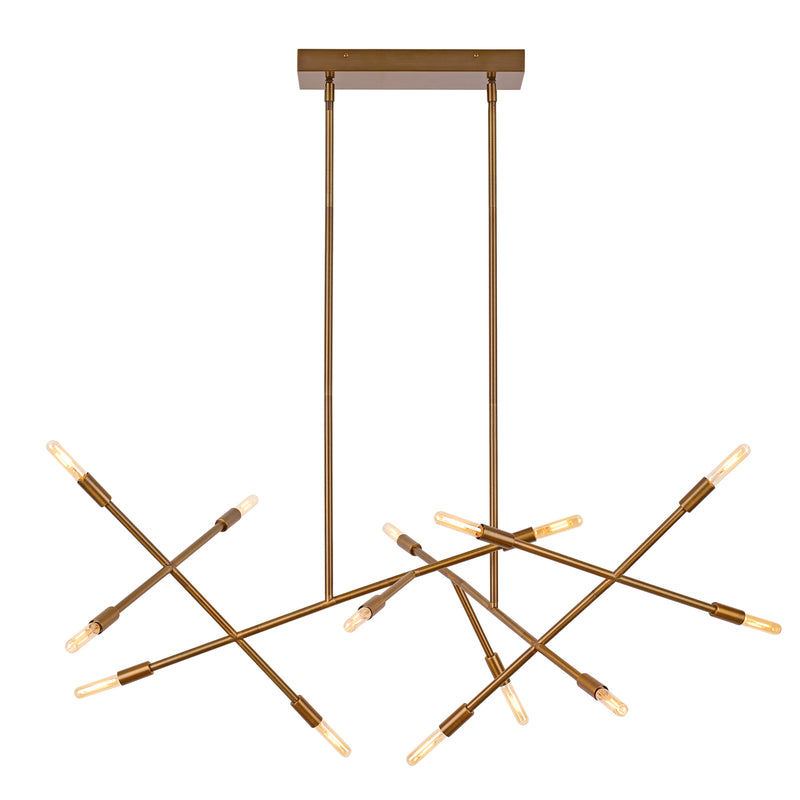 Line Wave 2 Chandelier in Aged Brass