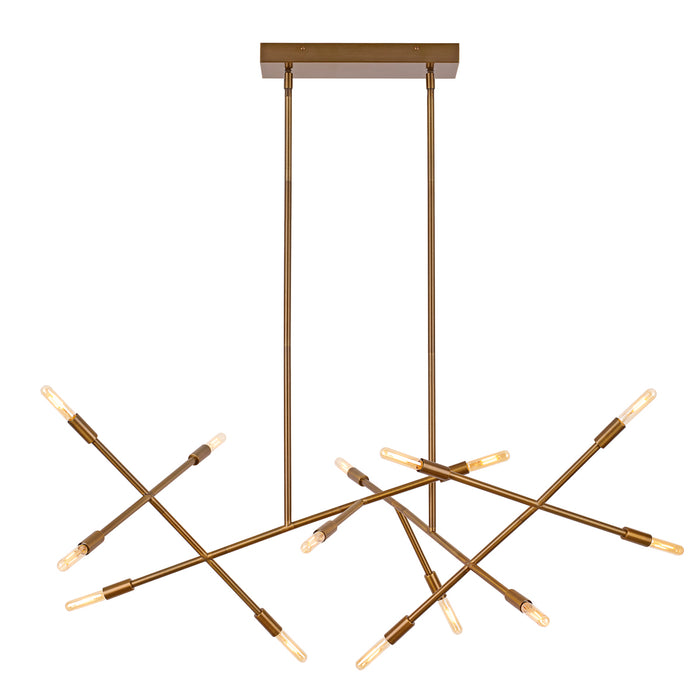 Line Wave 2 Chandelier in Aged Brass