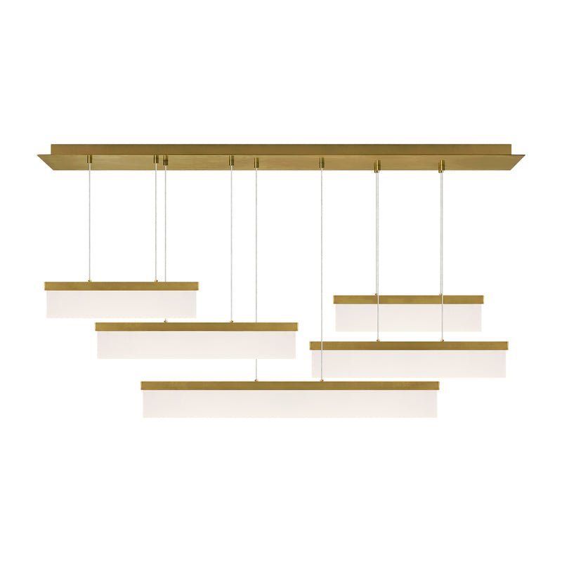 Sweep Linear Chandelier in Aged Brass
