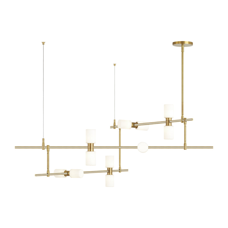 ModernRail Chandelier 2 in Aged Brass