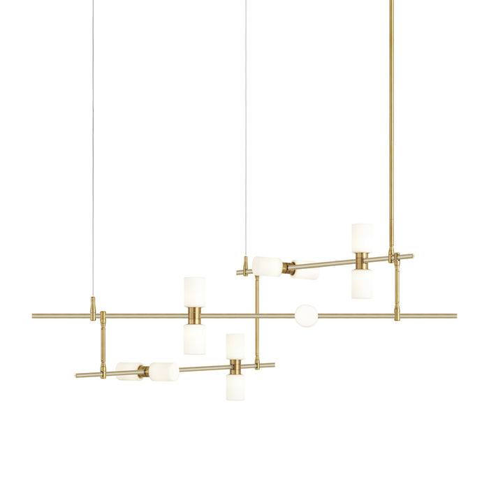 ModernRail Chandelier 2 in Aged Brass