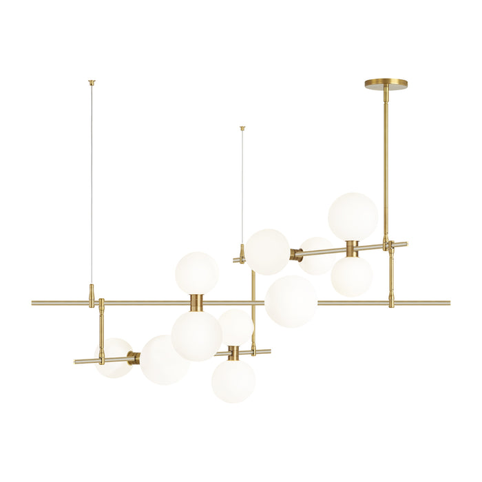 ModernRail Chandelier 2 in Aged Brass