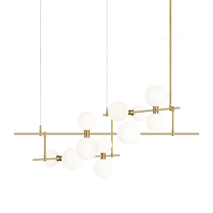 ModernRail Chandelier 2 in Aged Brass