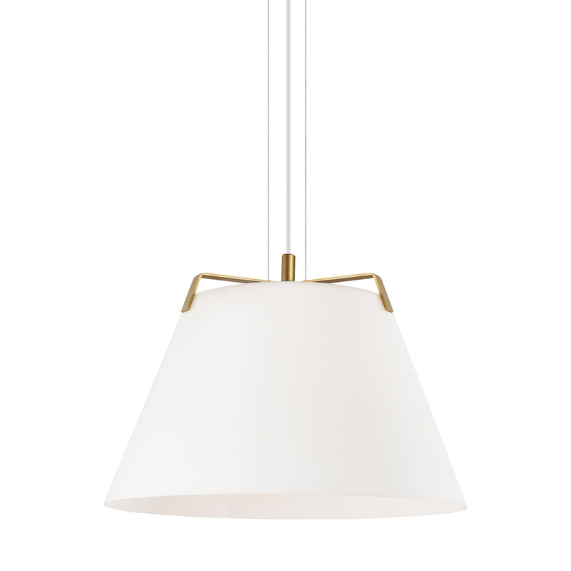 Devin Pendant in Satin Gold/White