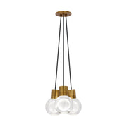 Mina 3-Light Pendant in Aged Brass
