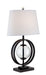 Herbert Table Lamp in Black with Clear Glass Fabric Shade, E27, CFL 23W