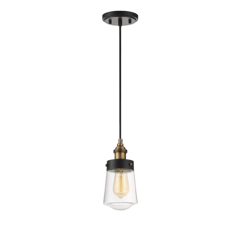 Macauley 1-Light Mini Pendant in Vintage Black/Warm Brass - Lamps Expo