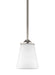 Hanford One Light Mini-Pendant in Brushed Nickel with Satin Etched�Glass