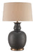 Ultimo 1 Light Table Lamp in Matte Black & Antique Brass with Beige Poplin Shade