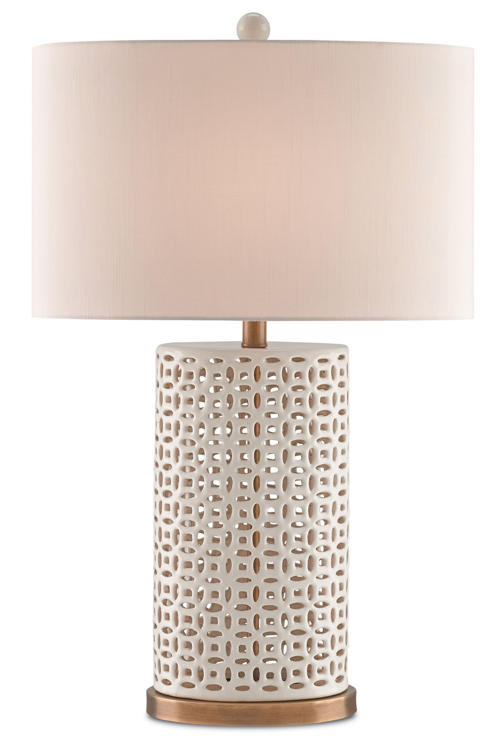 Bellemeade 1 Light Table Lamp in Ivory & Antique Brass with Honey Beige Shantung Shade