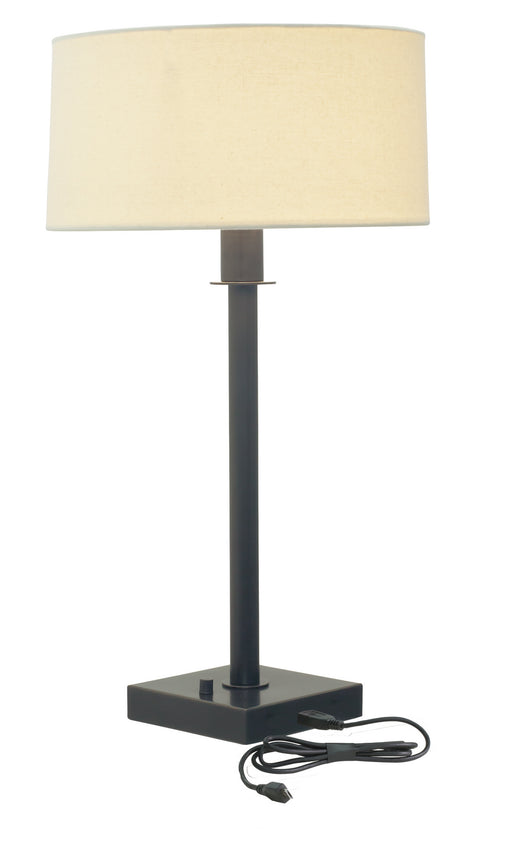 Franklin 27 Inch Oil Rubbed Bronze Table Lamp with Off-White Linen Hardback