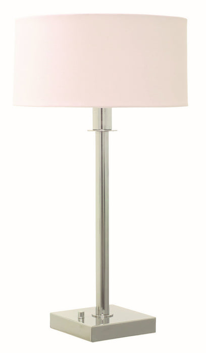 Franklin 27 Inch Polished Nickel Table Lamp with White Linen Hardback