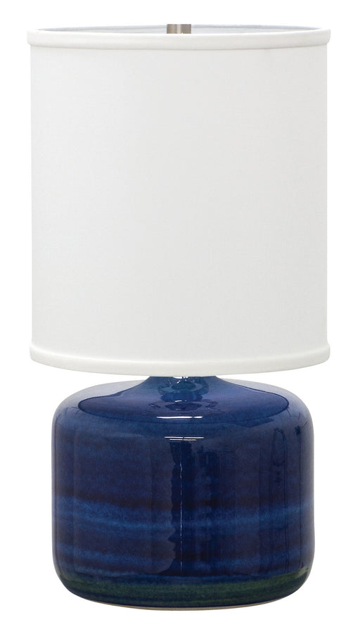 Scatchard 19.5 Inch Table Lamp in Blue Gloss with Linen Hardback