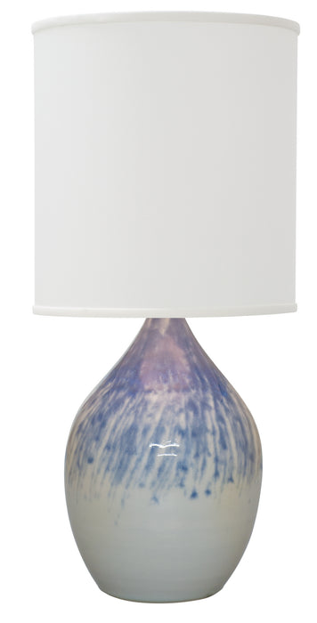 Scatchard 30 Inch Stoneware Table Lamp in Decorated Gray with White Linen Hardback