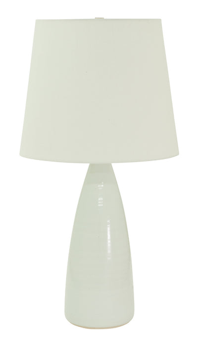 Scatchard 25.5 Inch Stoneware Table Lamp In White Gloss with Off-White Linen Hardback