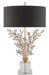 Forget-Me-Not 2 Light Table Lamp in Chinois Gold Leaf with Black Shantung Shade