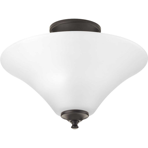 Joy 2-Light 13.25" Semi Flush in Antique Bronze with Etched White Glass