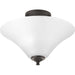 Joy 2-Light 13.25" Semi Flush in Antique Bronze with Etched White Glass