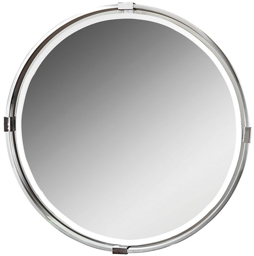 Uttermost's Tazlina Brushed Nickel Round Mirror Designed by Carolyn Kinder