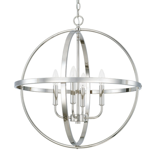 Hartwell Four Light Pendant in Polished Nickel
