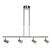Sleek 4-Light Dimmable LED Spotlight Pendant in Brushed Steel Finish