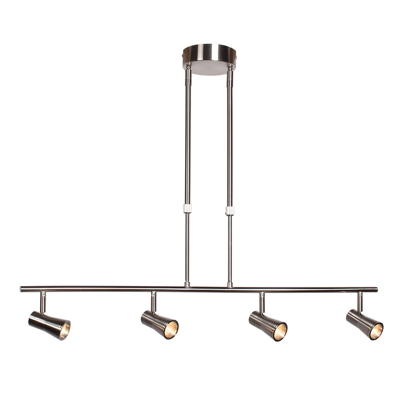 Sleek 4-Light Dimmable LED Spotlight Pendant in Brushed Steel Finish