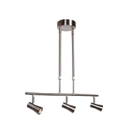 Sleek 3-Light Dimmable LED Spotlight Pendant in Brushed Steel Finish