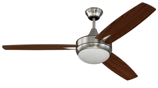 Targas 52" 1-Light Ceiling Fan in Brushed Polished Nickel w/Walnut BLD.