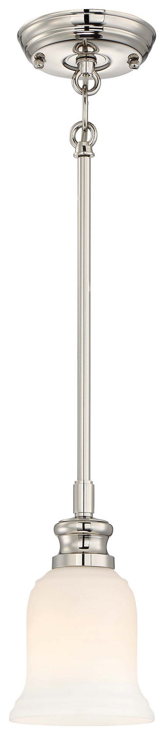 Audrey's Point 1-Light Mini-Pendant in Polished Nickel & Etched Opal Glass