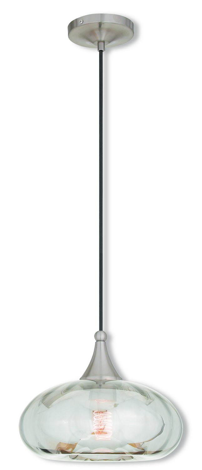 Art Glass Mini Pendants 1 Light Mini Pendant in Brushed Nickel