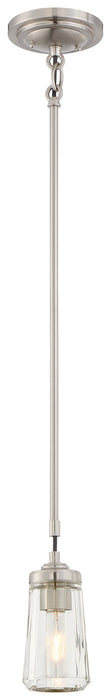 Poleis 1-Light Mini-Pendant in Brushed Nickel & Clear Glass