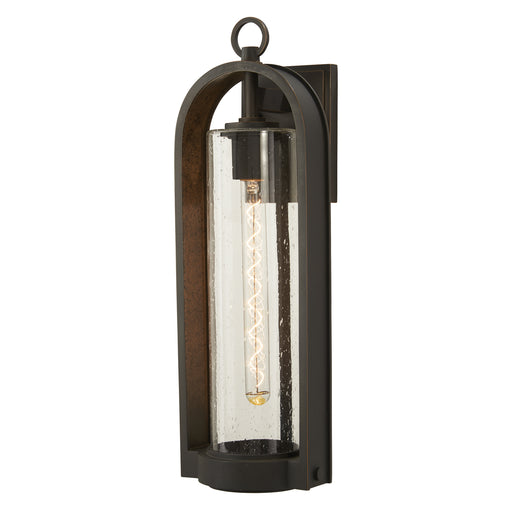 Kamstra 1-Light Outdoor Wall Mount in Oil Rubbed Bronze with Gold High & Clear Seedy Glass - Lamps Expo