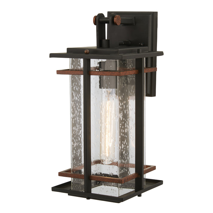 San Marcos 1-Light Outdoor Wall Mount in Coal with Antique Copper Accents & Clear Seeded Glass - Lamps Expo