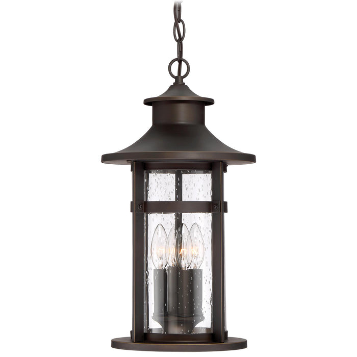 Highland Ridge 3-Light Outdoor Chain Hung in Oil Rubbed Bronze with Gold High & Clear Seeded Glass - Lamps Expo