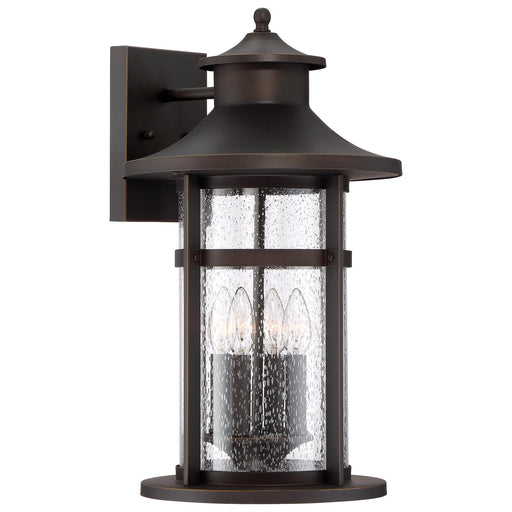 Highland Ridge Outdoor Wall Mount in Oil Rubbed Bronze with Gold High & Seedy Glass - Lamps Expo