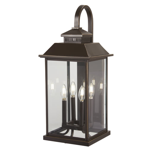 Miner's Loft 4-Light Outdoor Wall Mount in Oil Rubbed Bronze with Gold High & Clear Glass - Lamps Expo