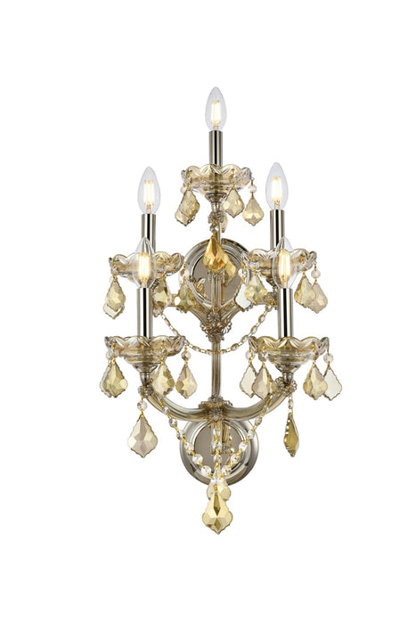 Maria Theresa 5-Light Wall Sconce in Golden Teak with Golden Teak (Smoky) Royal Cut Crystal