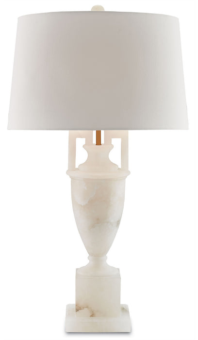 Clifford 1 Light Table Lamp in Natural & Coffee Bronze with Off White Shantung Shade