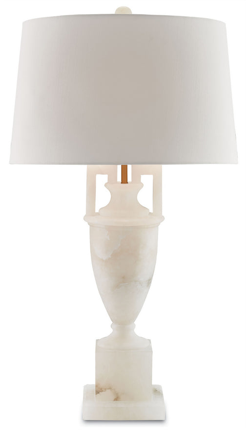 Clifford 1 Light Table Lamp in Natural & Coffee Bronze with Off White Shantung Shade