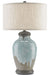 Chatswood 1 Light Table Lamp in Blue-Green & Gray & Hiroshi Gray with Oatmeal Linen Shade