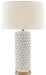 Calla 1 Light Table Lamp in Cream & Antique Brass with Eggshell Shantung Shade
