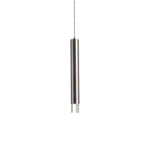 Pendula Down Pendant in Nickel with Encased with Bubble Crystal