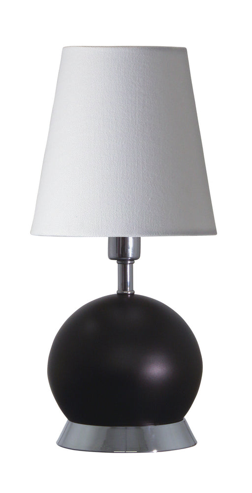Geo 12 Inch Ball Mini Accent Lamp in Black Matte with Chrome Accents with Linen Hardback